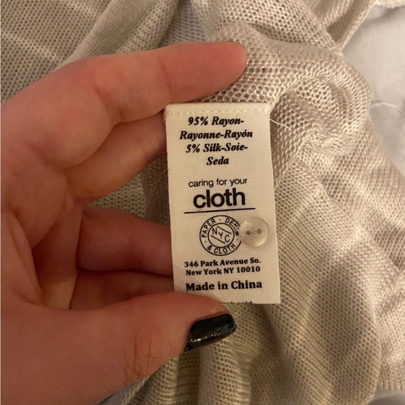 Paper Denim & Cloth Lightweight Sweater Off Shoulder Small Beige Stripe NWT $228 - Picture 8 of 8